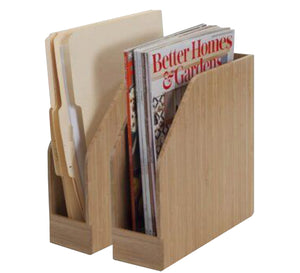 2 wooden beige file organizers