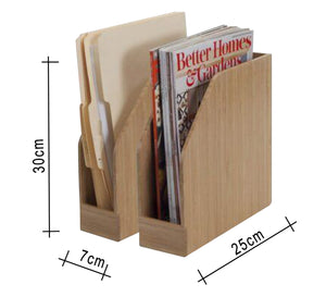 2 wooden beige file organizers