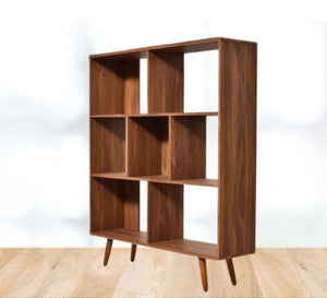 Beige veneer wood bookshelf