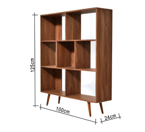 Beige veneer wood bookshelf