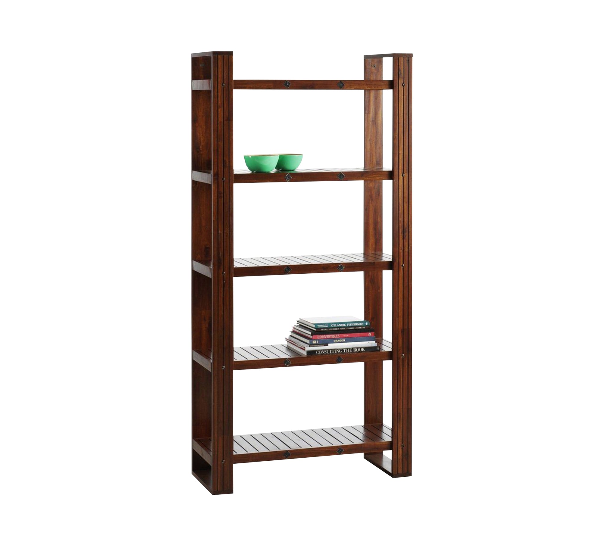 Natural brown wooden bookshelf