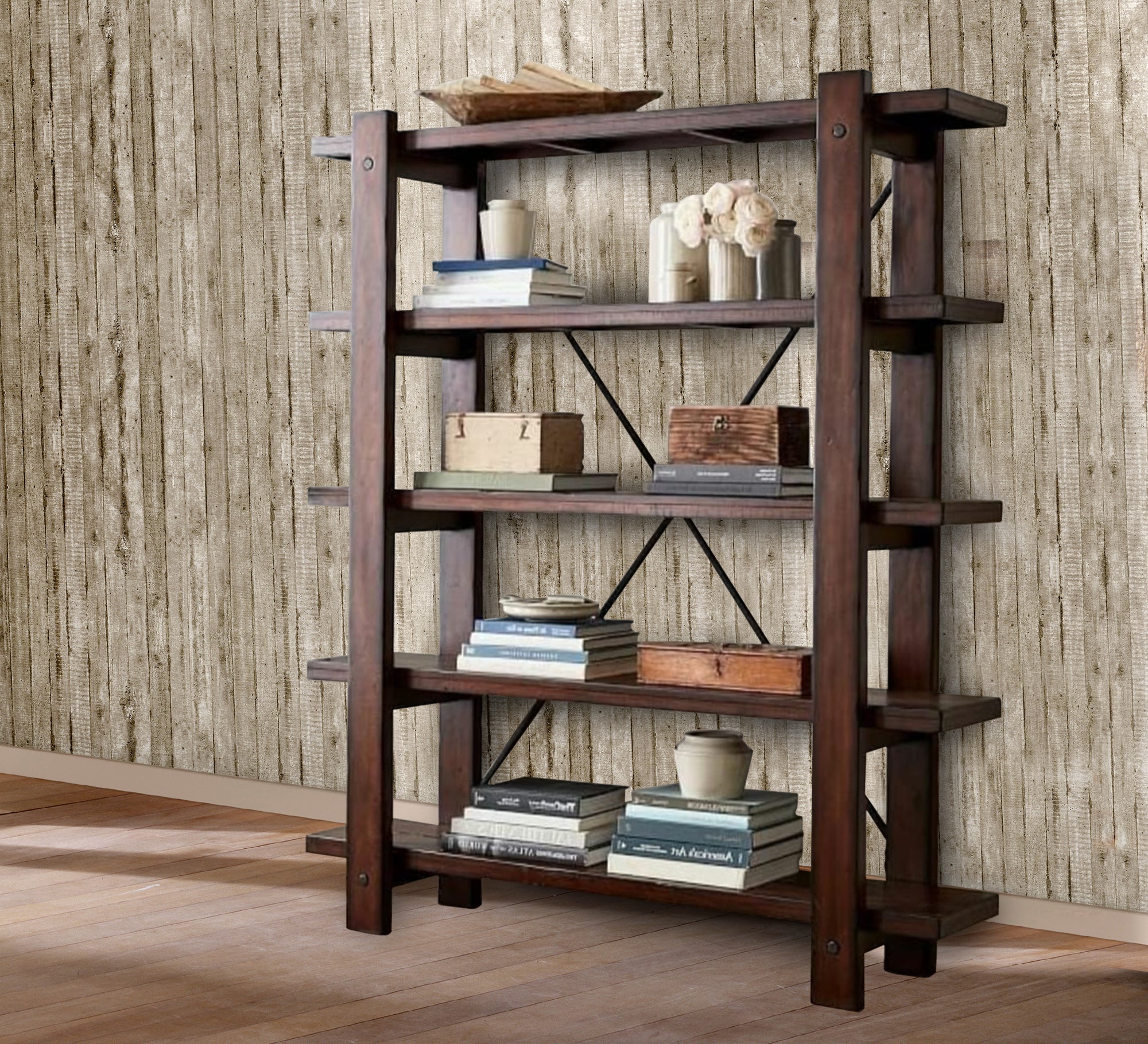 Bookshelf made of natural wood and veneer