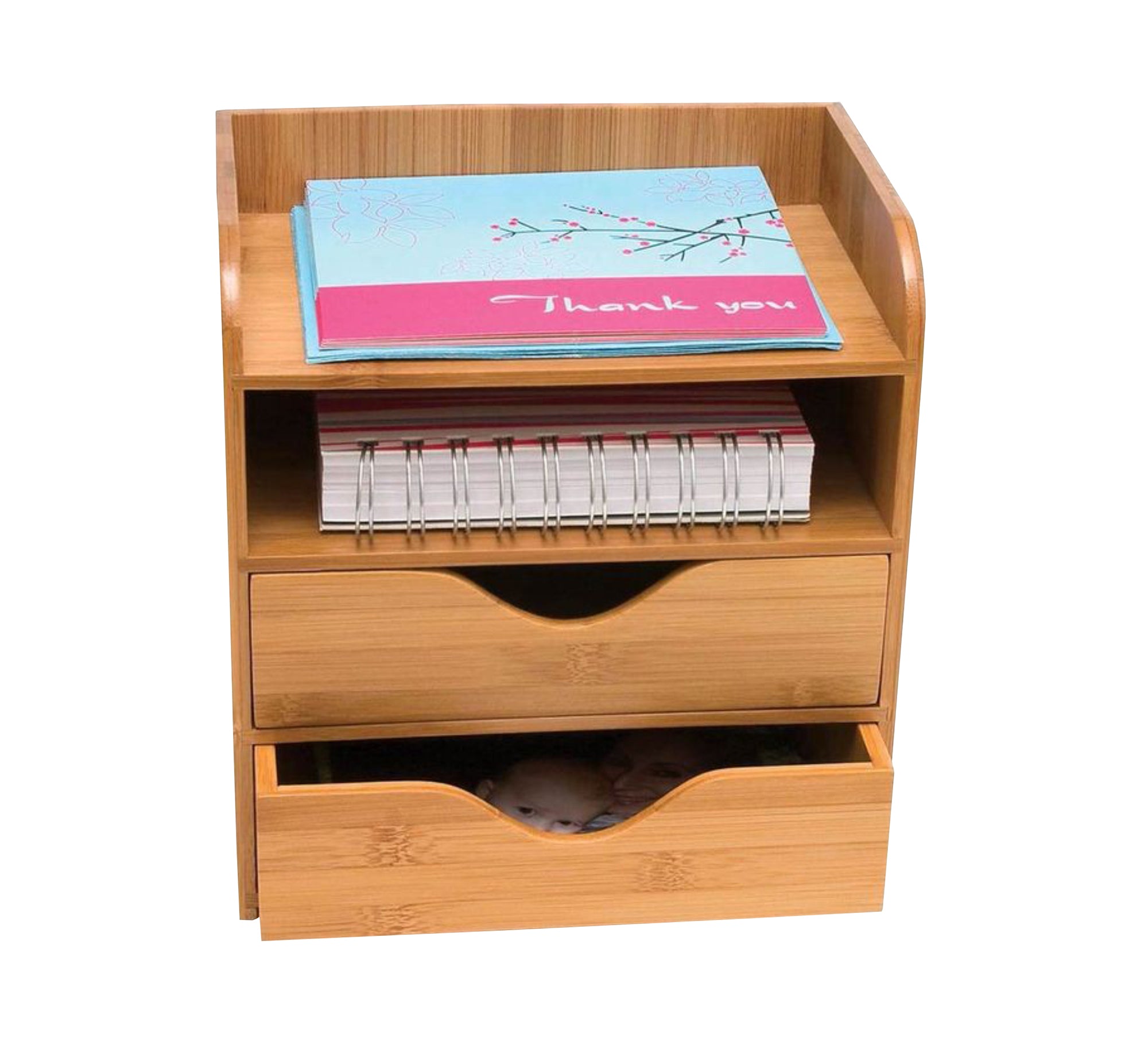 2 Drawer Desk Organizer with Top Shelf