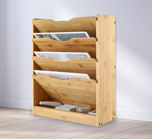 Paper organizer with four Italic shelves