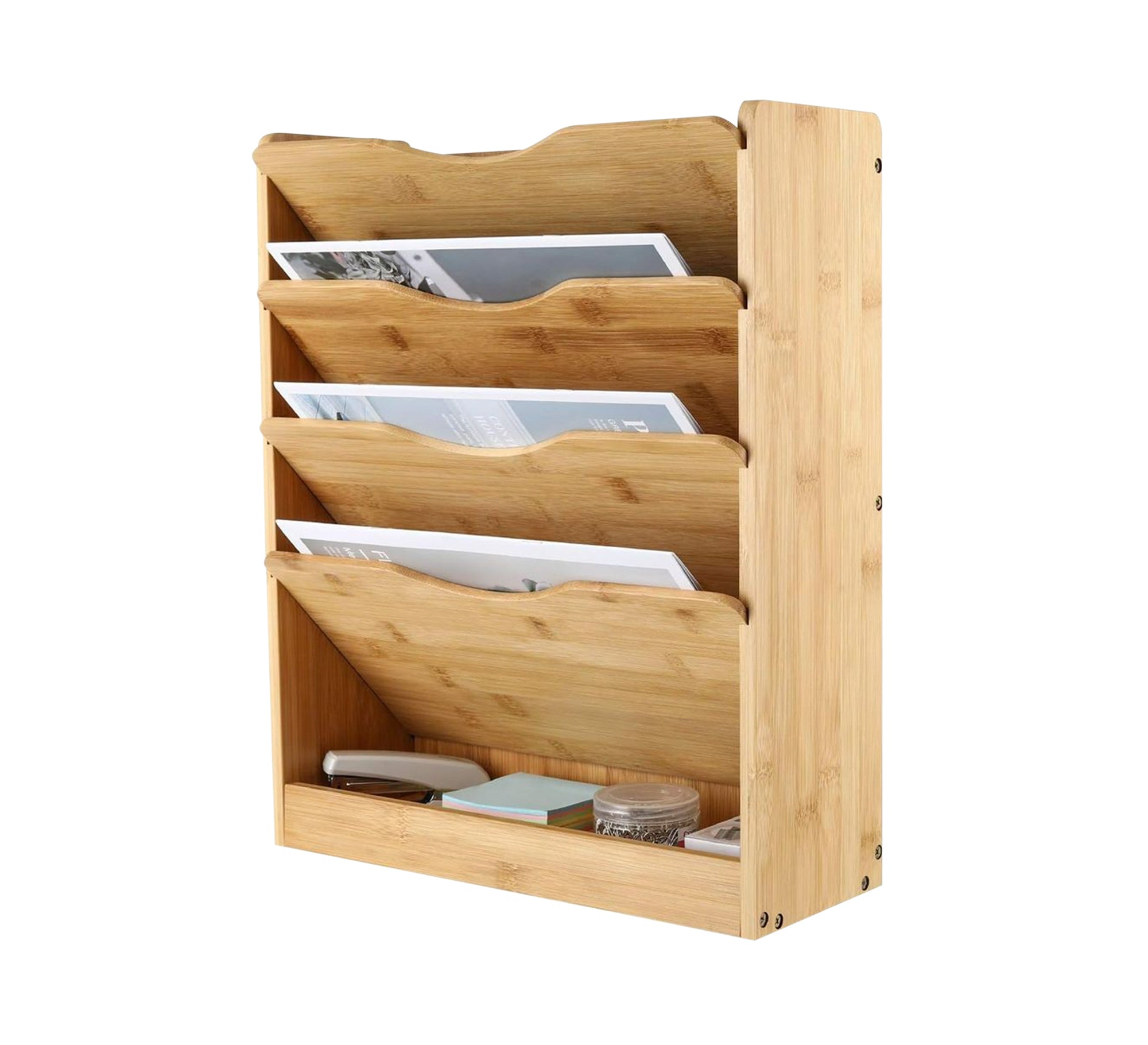 Paper organizer with four Italic shelves