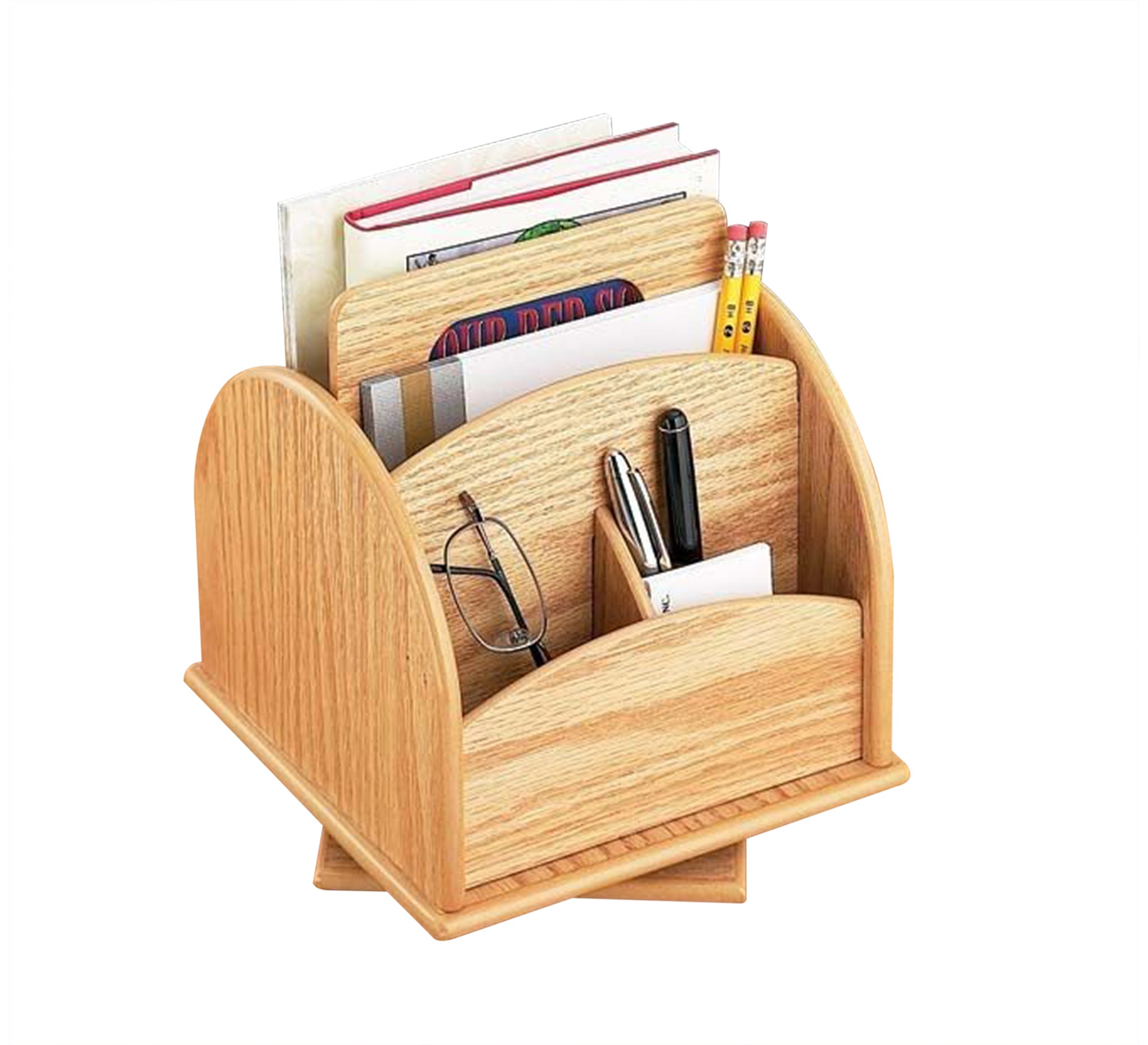 Rotating desk organizer for papers