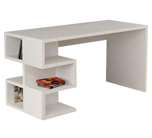 White Desk with Interchangeable Side Shelves