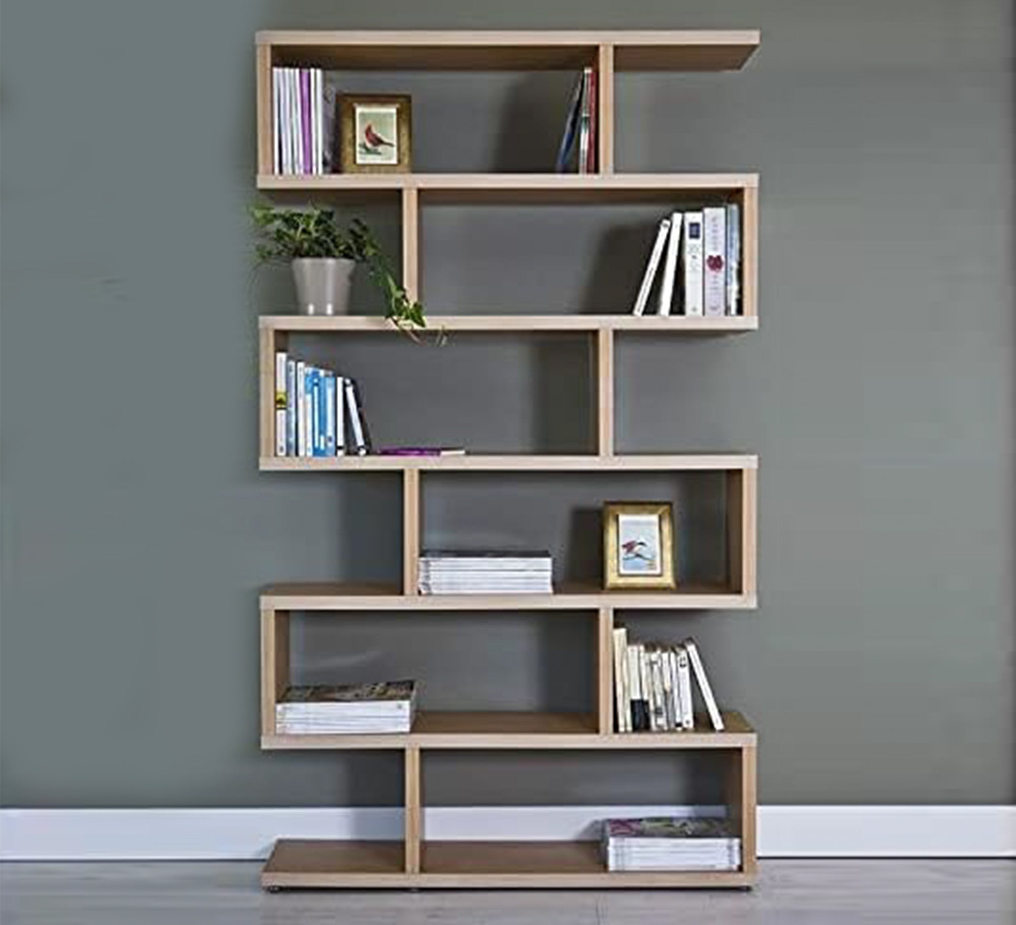 Beige Wooden Bookcase