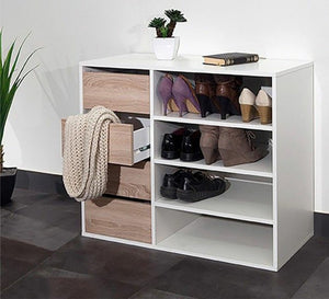 White and Beige Shoe Cabinet