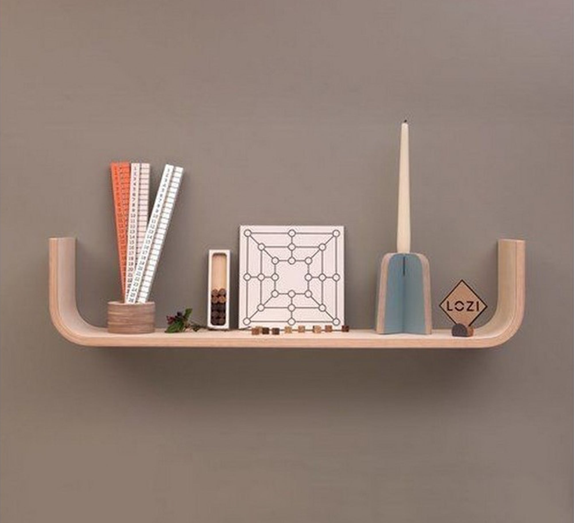 Beige Wooden Decorative Shelf