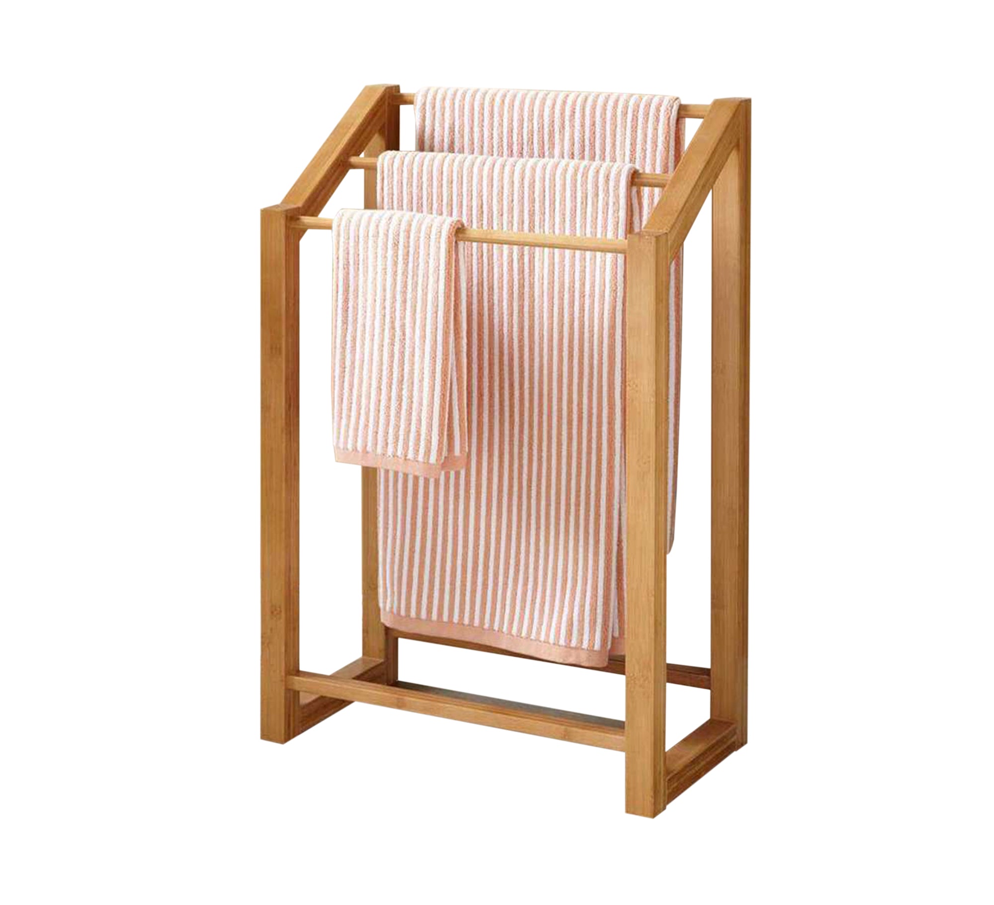 Beige Swedish Wood Floor Towel Rack