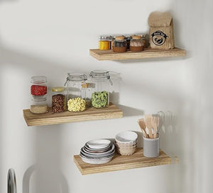 Set of Floating Swedish Wood Wall Shelves