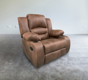 Relaxation chair with chaise lounge in brown