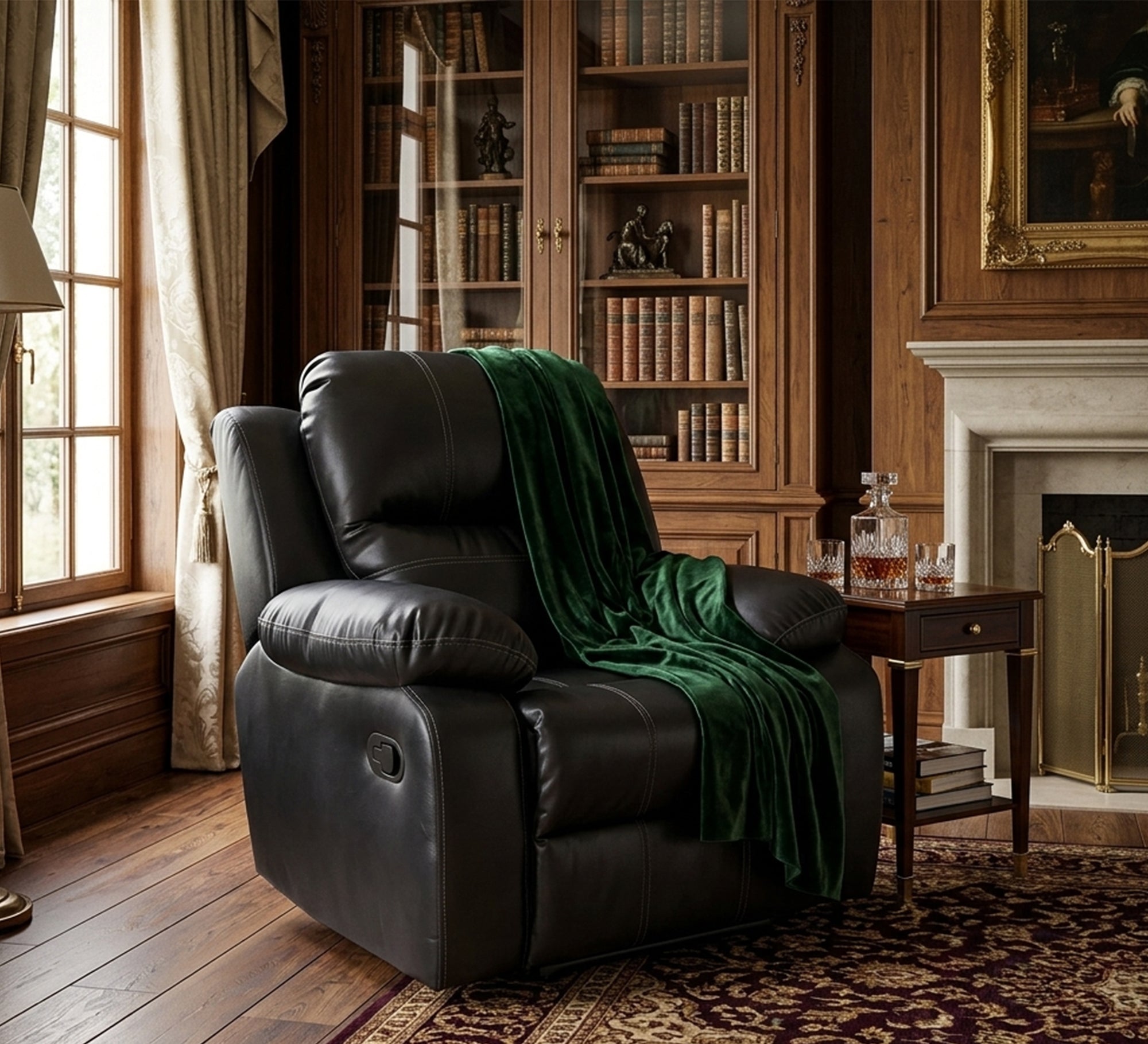 كرسي استرخاء مع شازلونج لون اسود