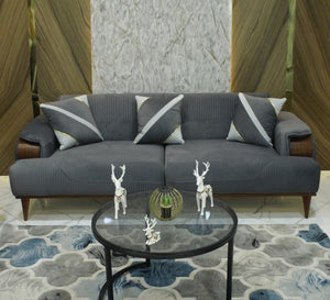 Grey living room with raised legs