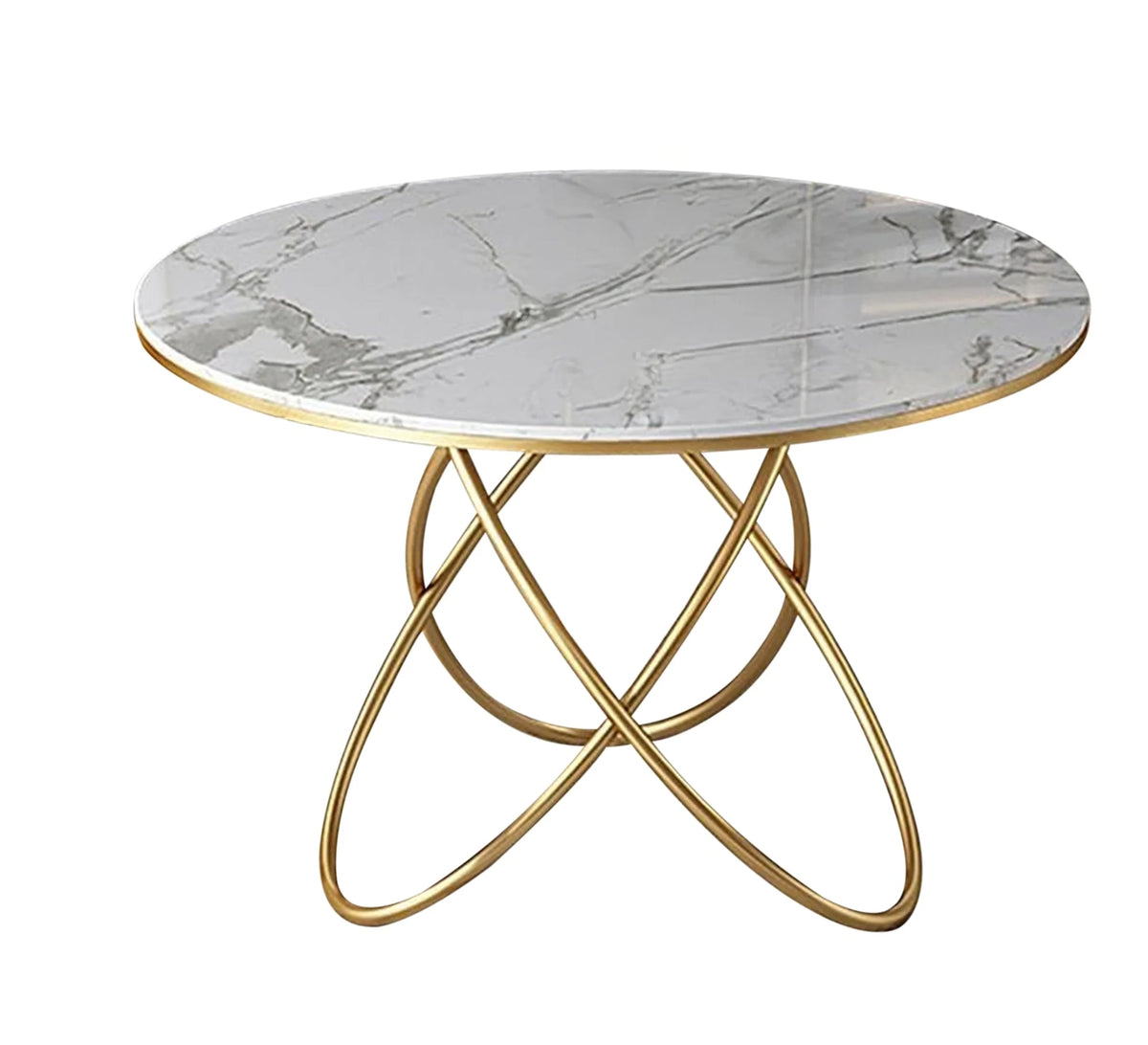 Center table with a curved base and a round marble top