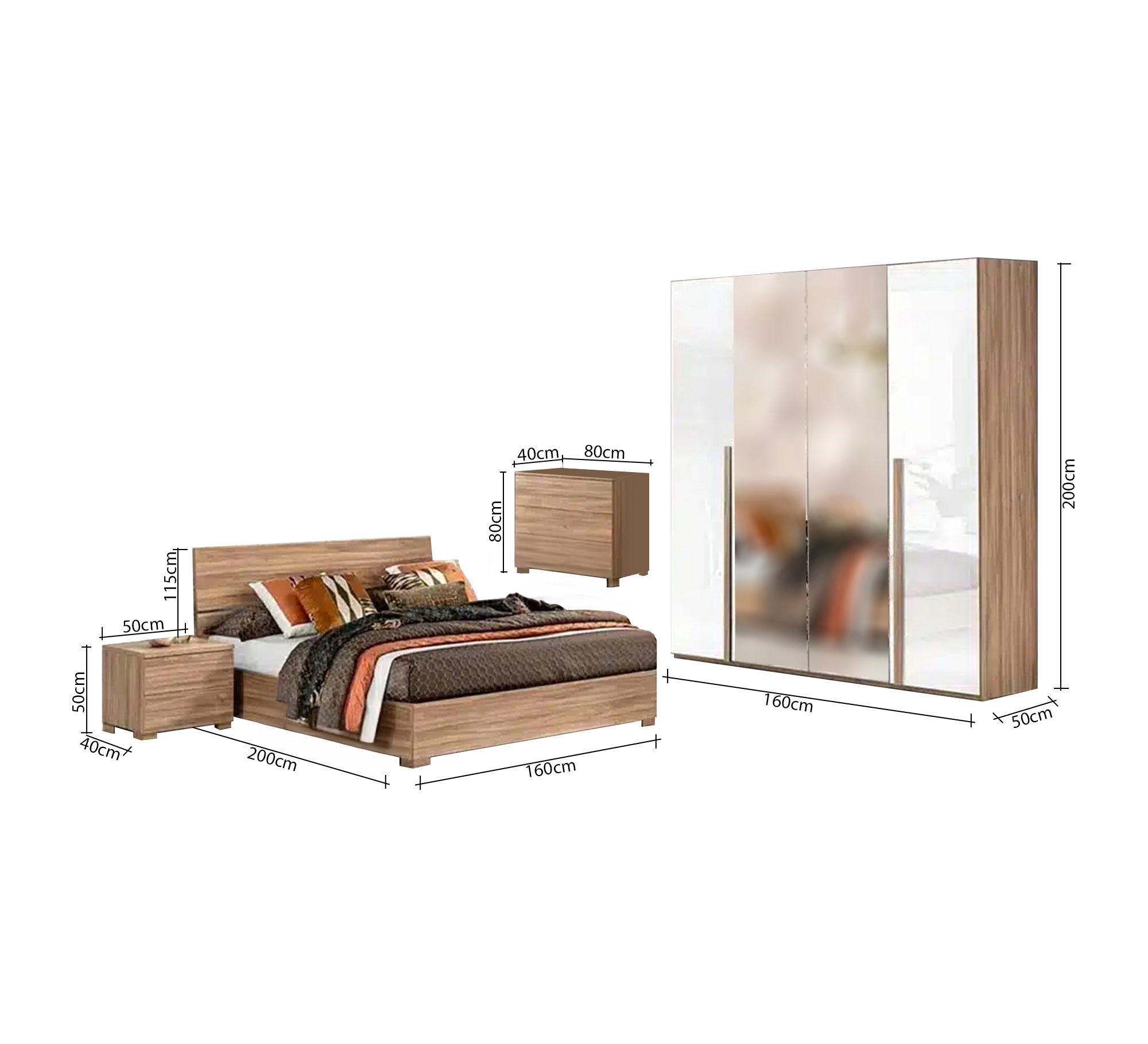Furnish your chalet with (living corner, kitchen, master bedroom, children's bed, and wardrobe)