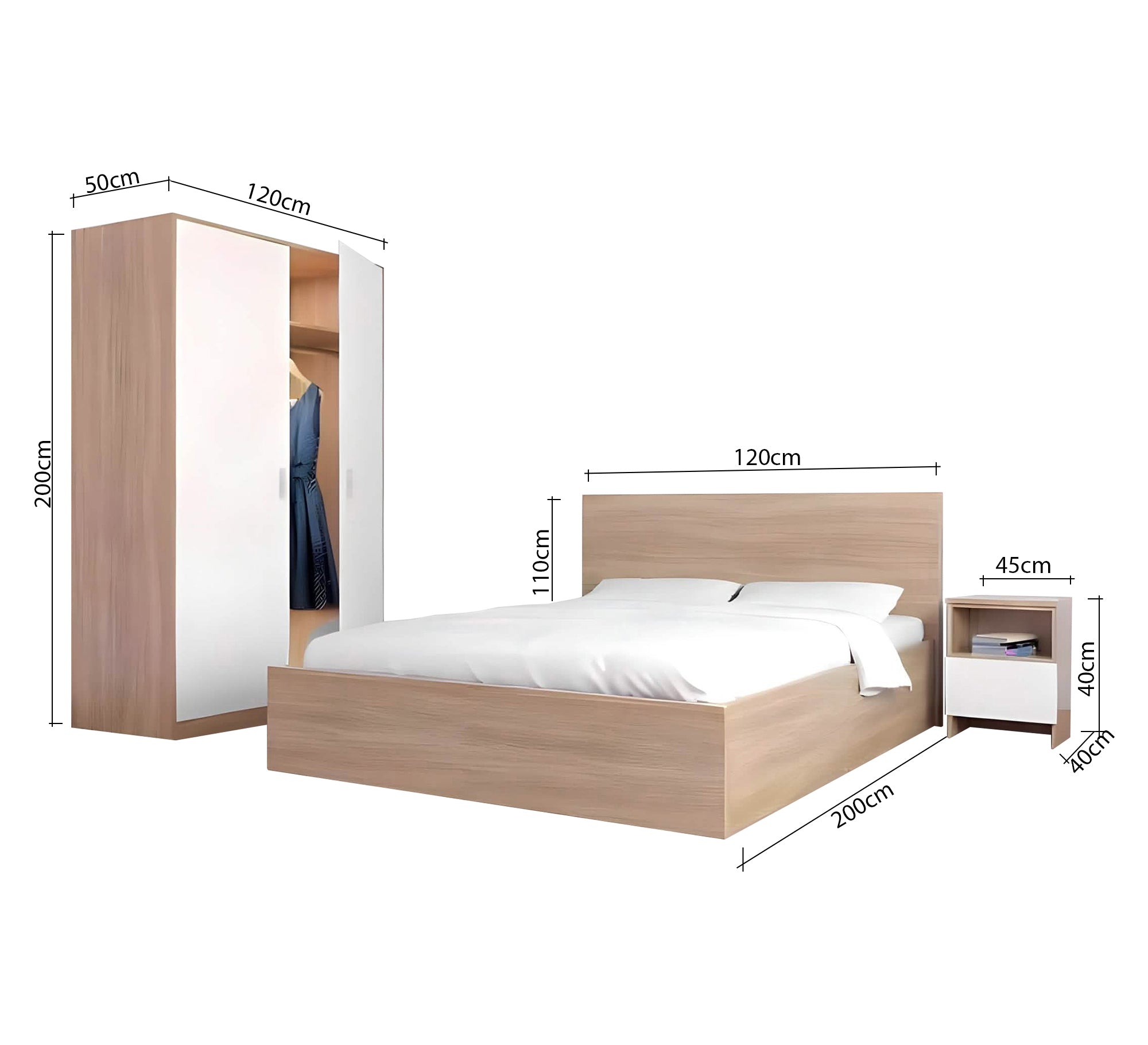 Furnish your chalet with (corner sofa, lazy boy chair, master bedroom, table with 6 chairs)