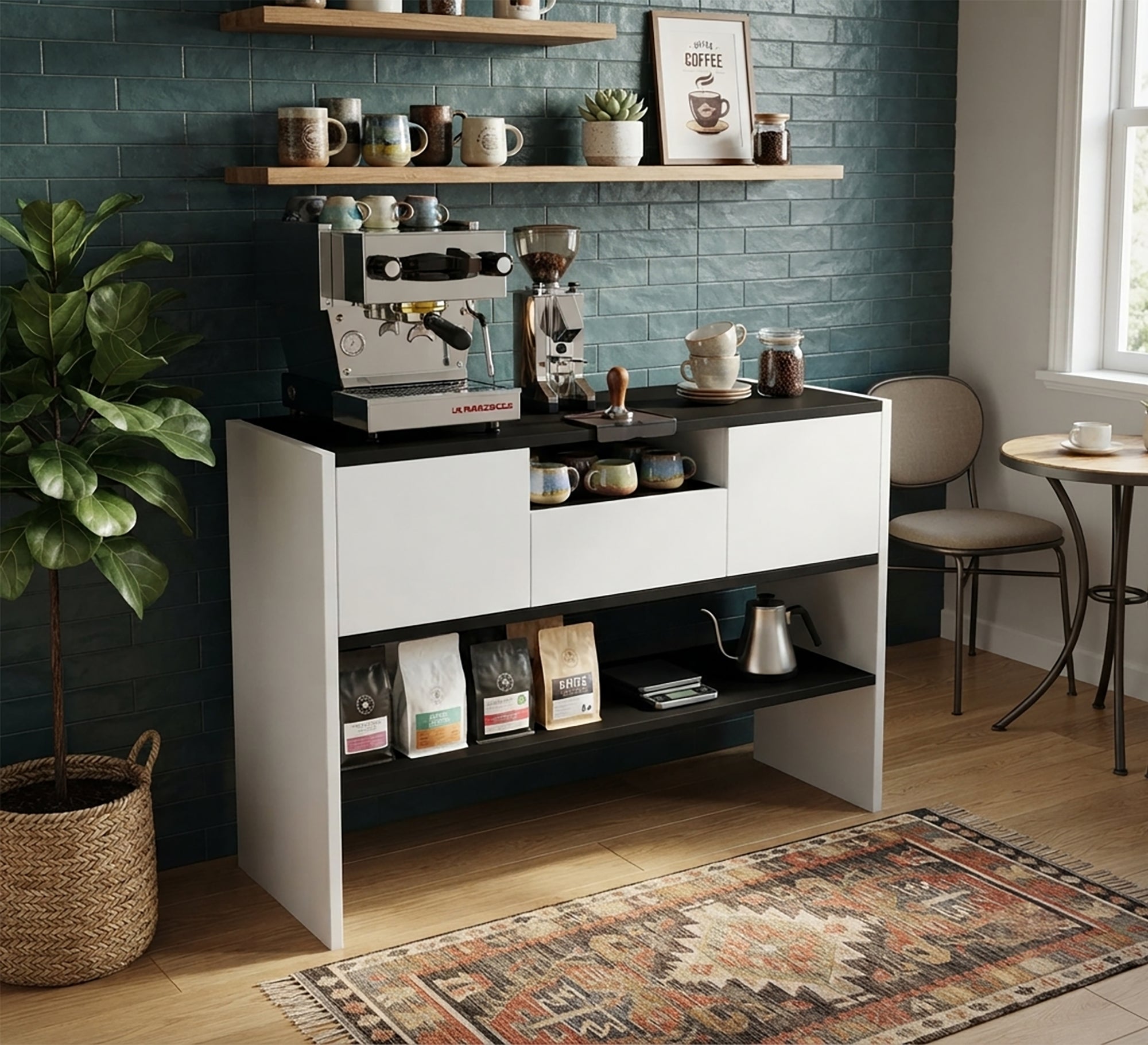 Black and white coffee corner