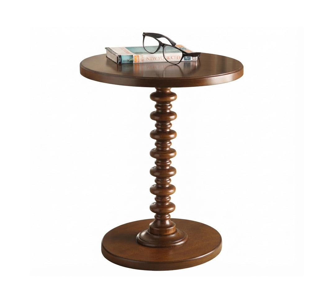 Round serving table with a classic turned design