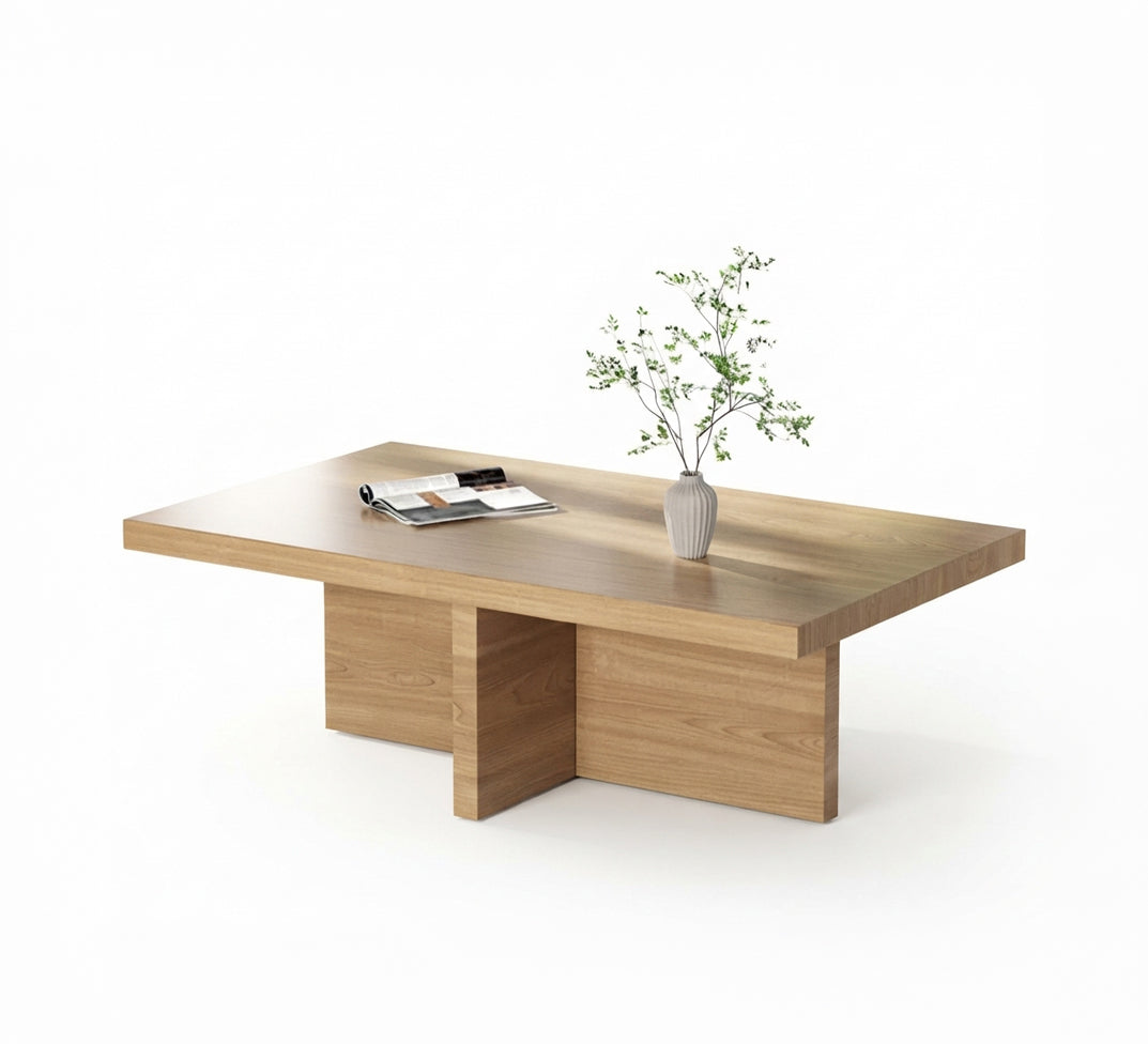Wooden coffee table with a sophisticated geometric design