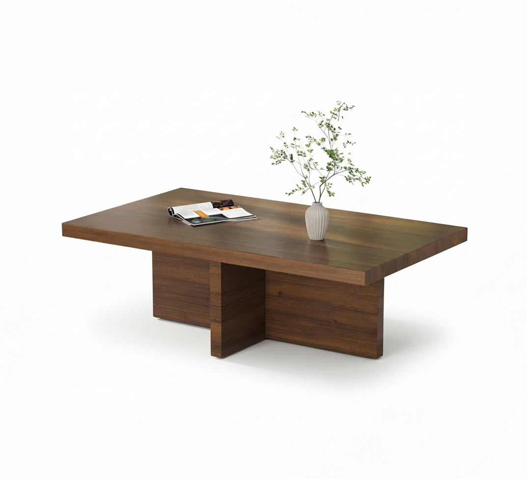 Wooden coffee table with a sophisticated geometric design
