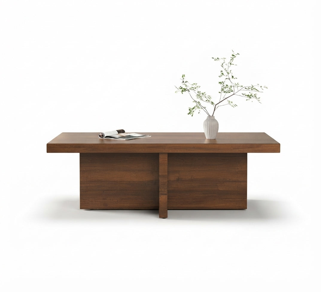 Wooden coffee table with a sophisticated geometric design