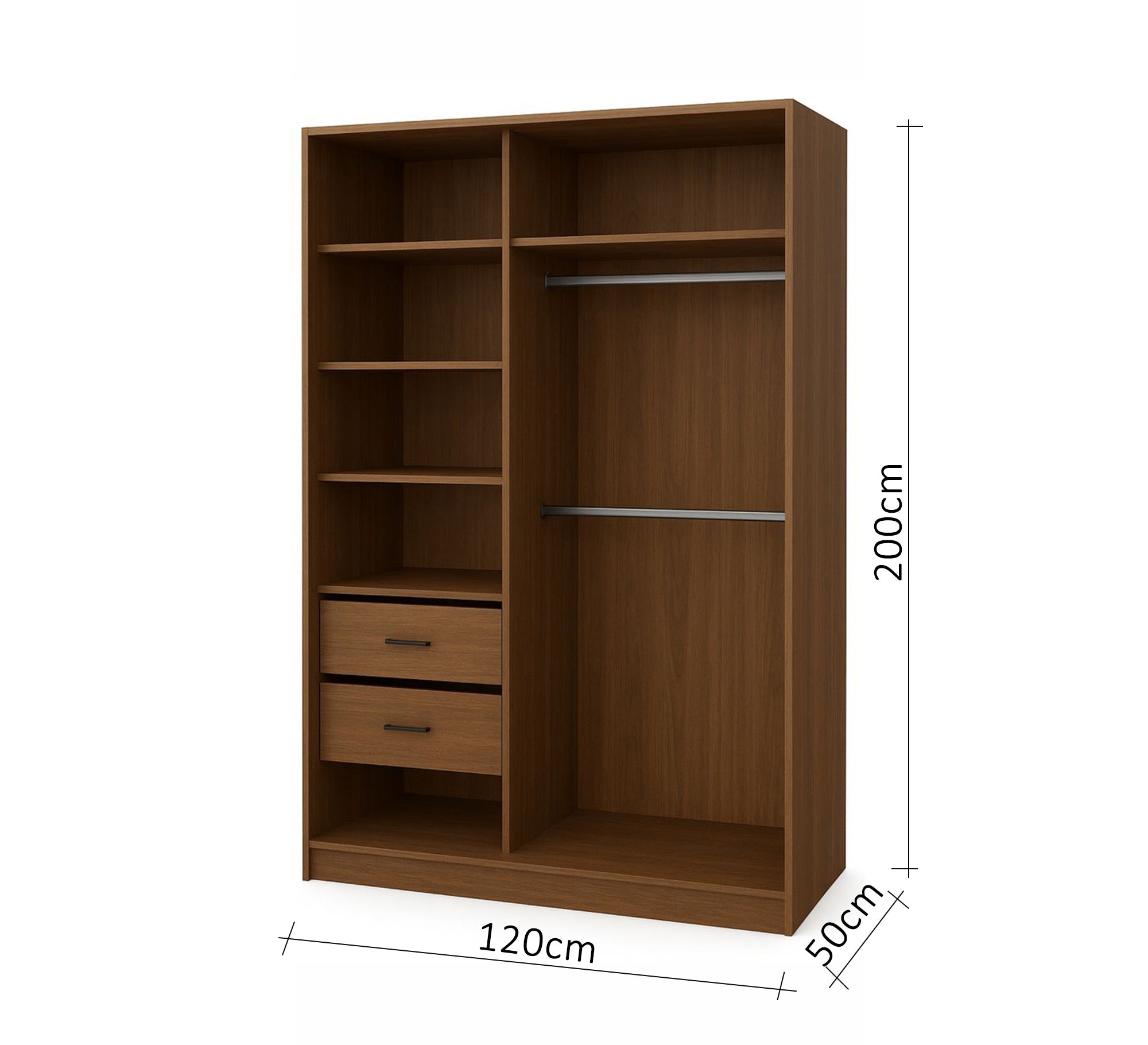 Elegant wooden wardrobe with practical internal storage
