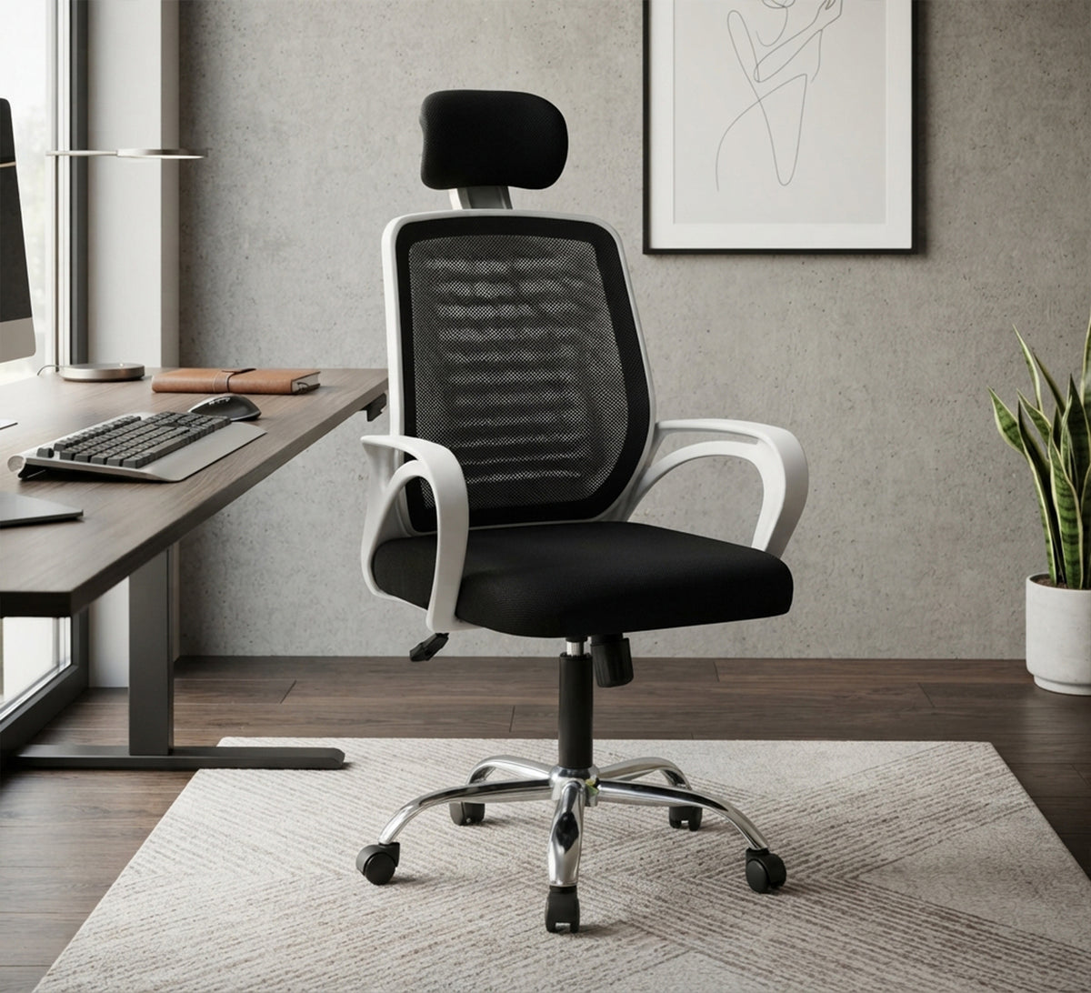 Stylish chair with a white frame