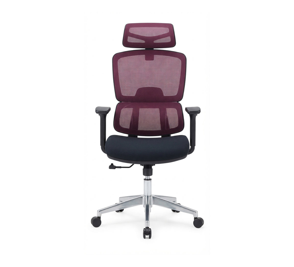 Comfortable and High Office Chair with Burgundy Mesh Back