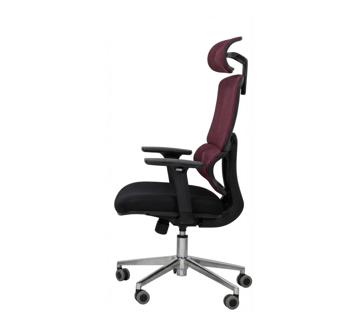 Comfortable and High Office Chair with Burgundy Mesh Back