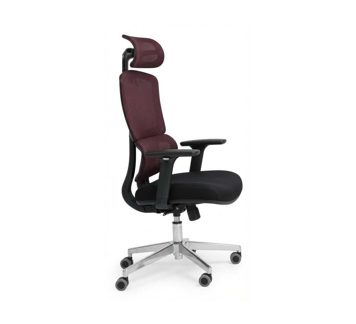 Comfortable and High Office Chair with Burgundy Mesh Back