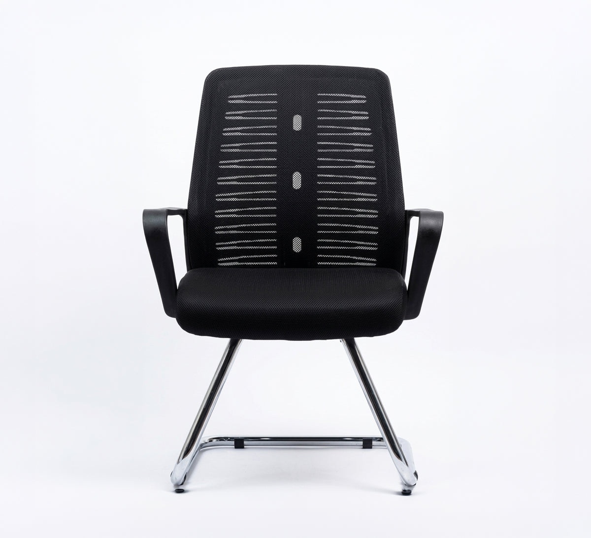 Comfortable waiting chair with metal frame and mesh fabric