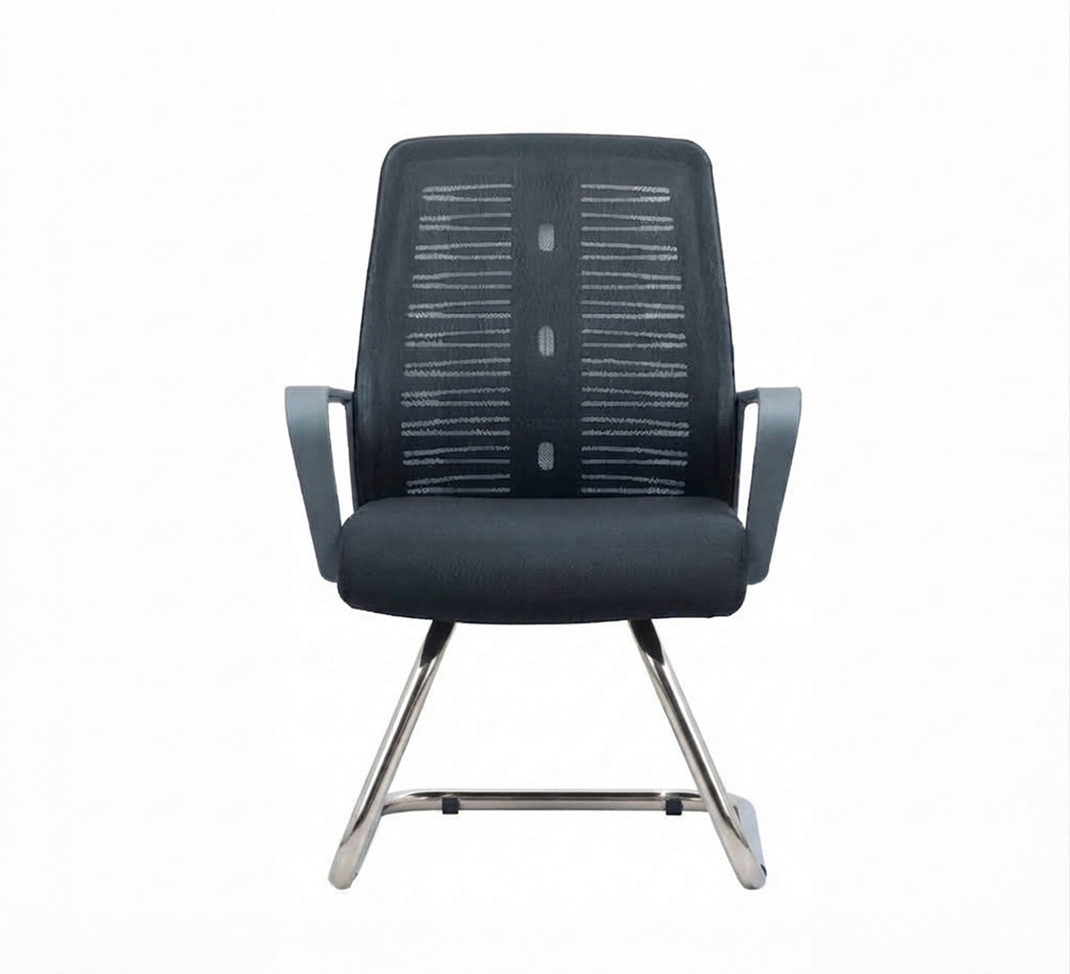 Comfortable waiting chair with metal frame and mesh fabric