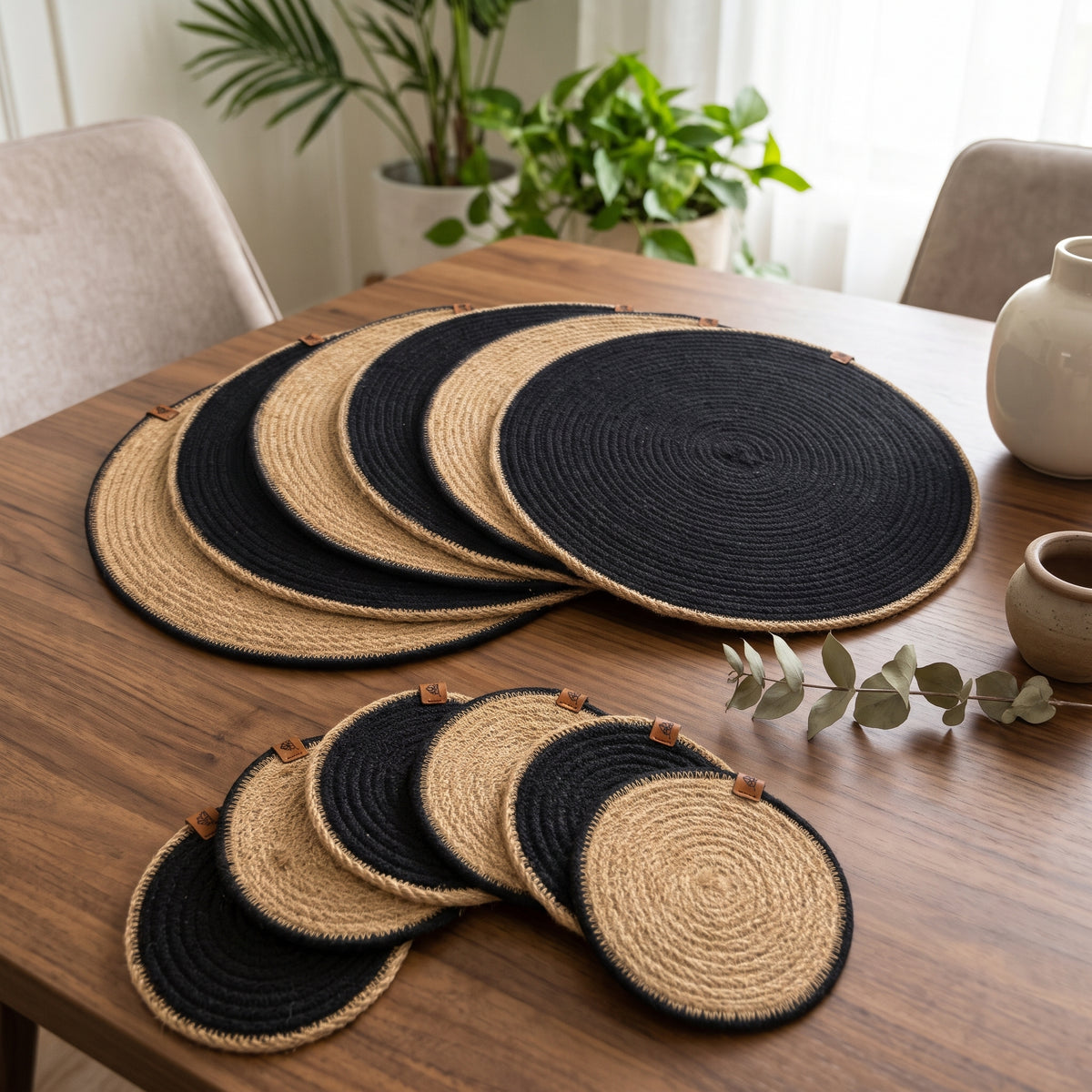 Jute bedspread set in two different sizes