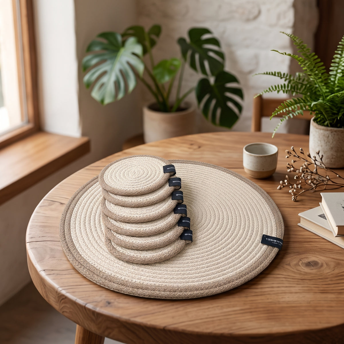 Jute bedspread set in two different sizes