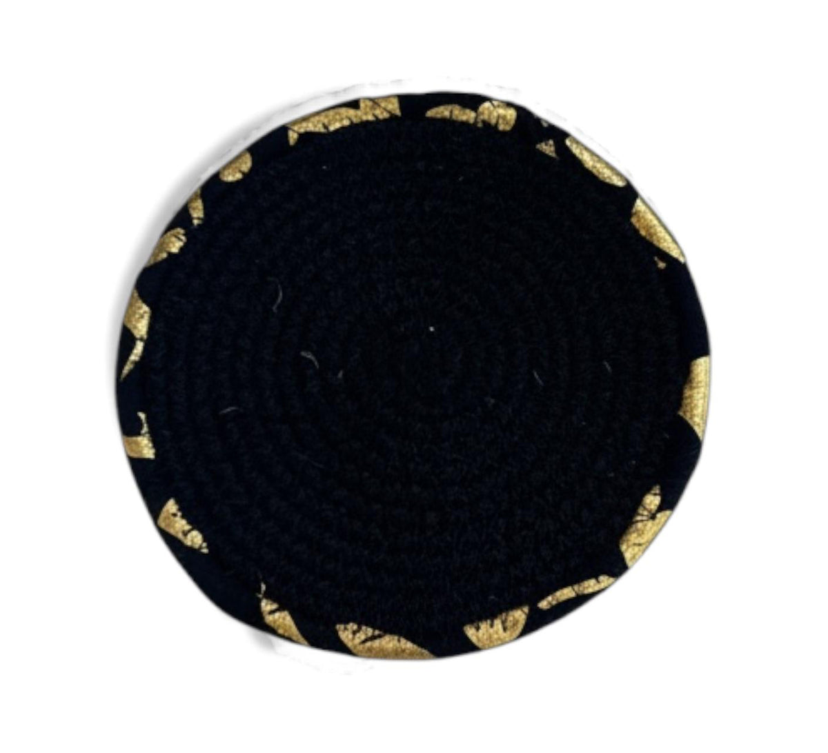 Round jute base with a gold-accented Ramadan-themed rim