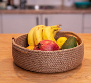 Round jute fruit basket with handles