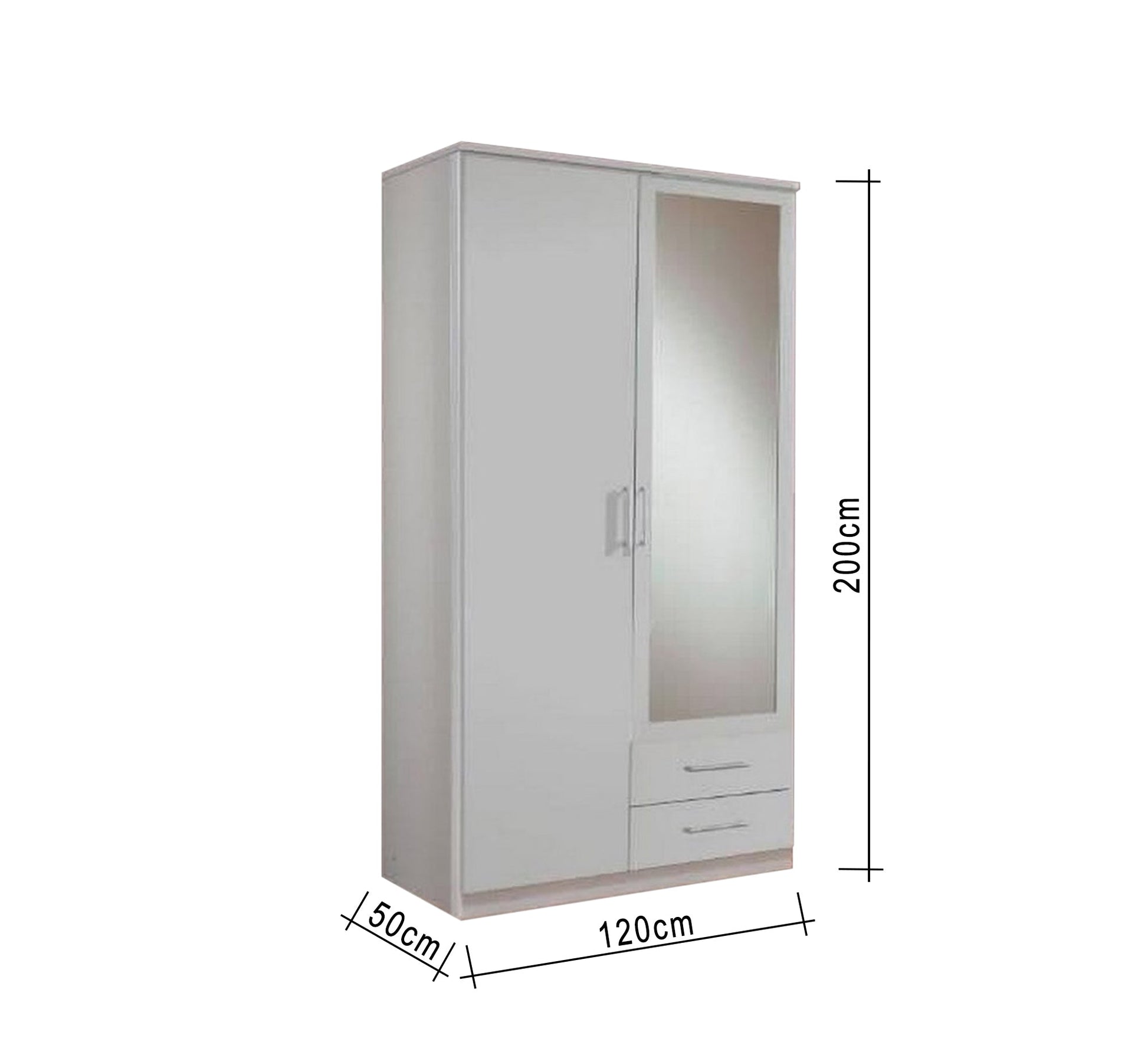 A 120 cm wardrobe with two doors and mirrors. - Vitrine Furniture - Furniture