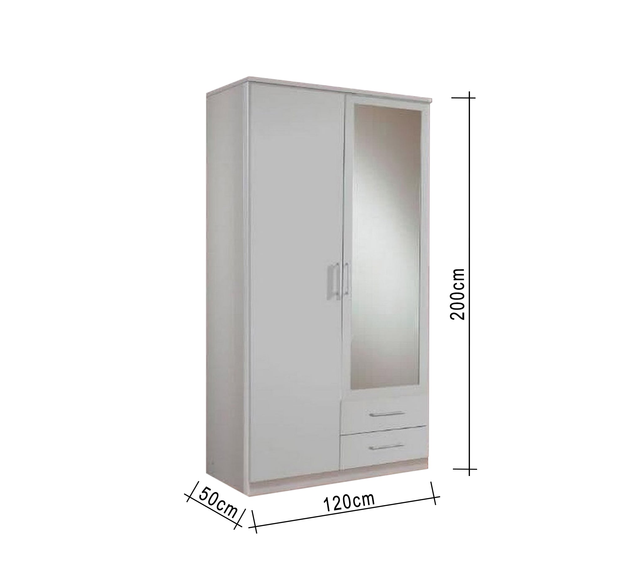 A 120 cm wardrobe with two doors and mirrors. - Vitrine Furniture - Furniture