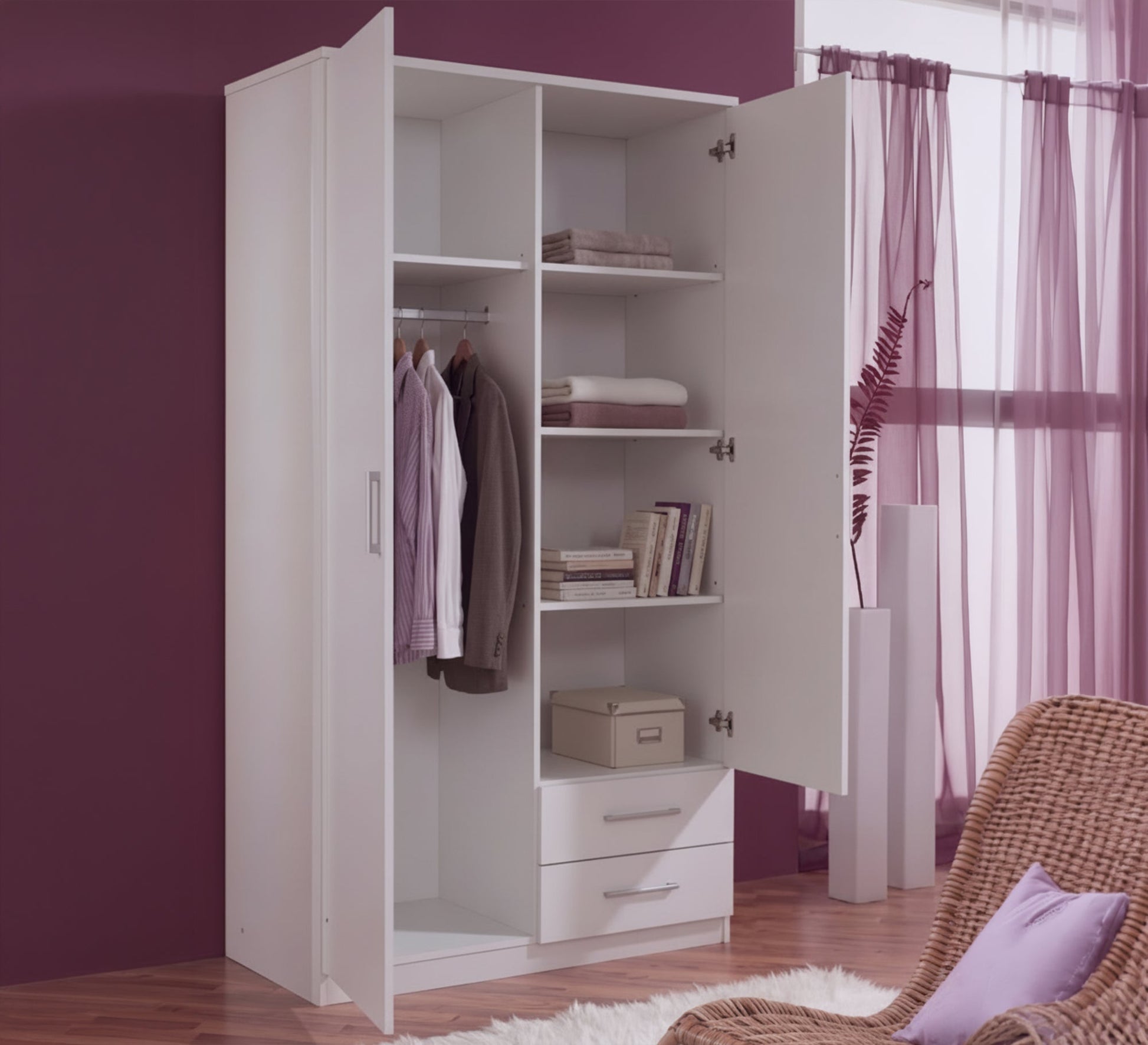 A 120 cm wardrobe with two doors and mirrors. - Vitrine Furniture - Wardrobes
