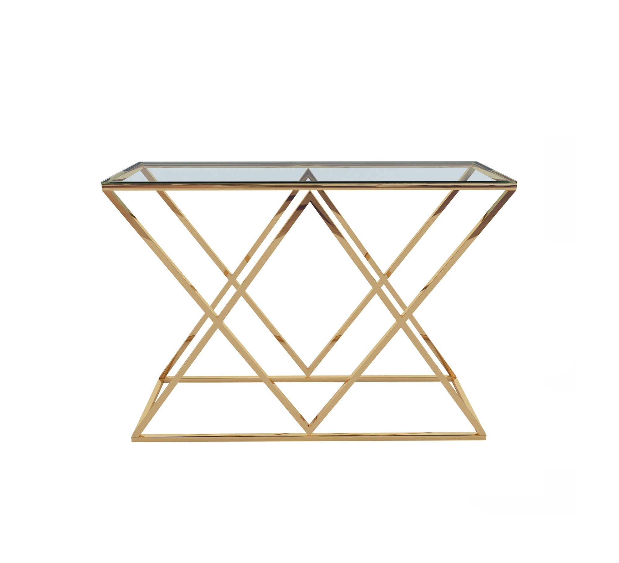 A barbell console shaped like two overlapping triangles - Vitrine Furniture - Console