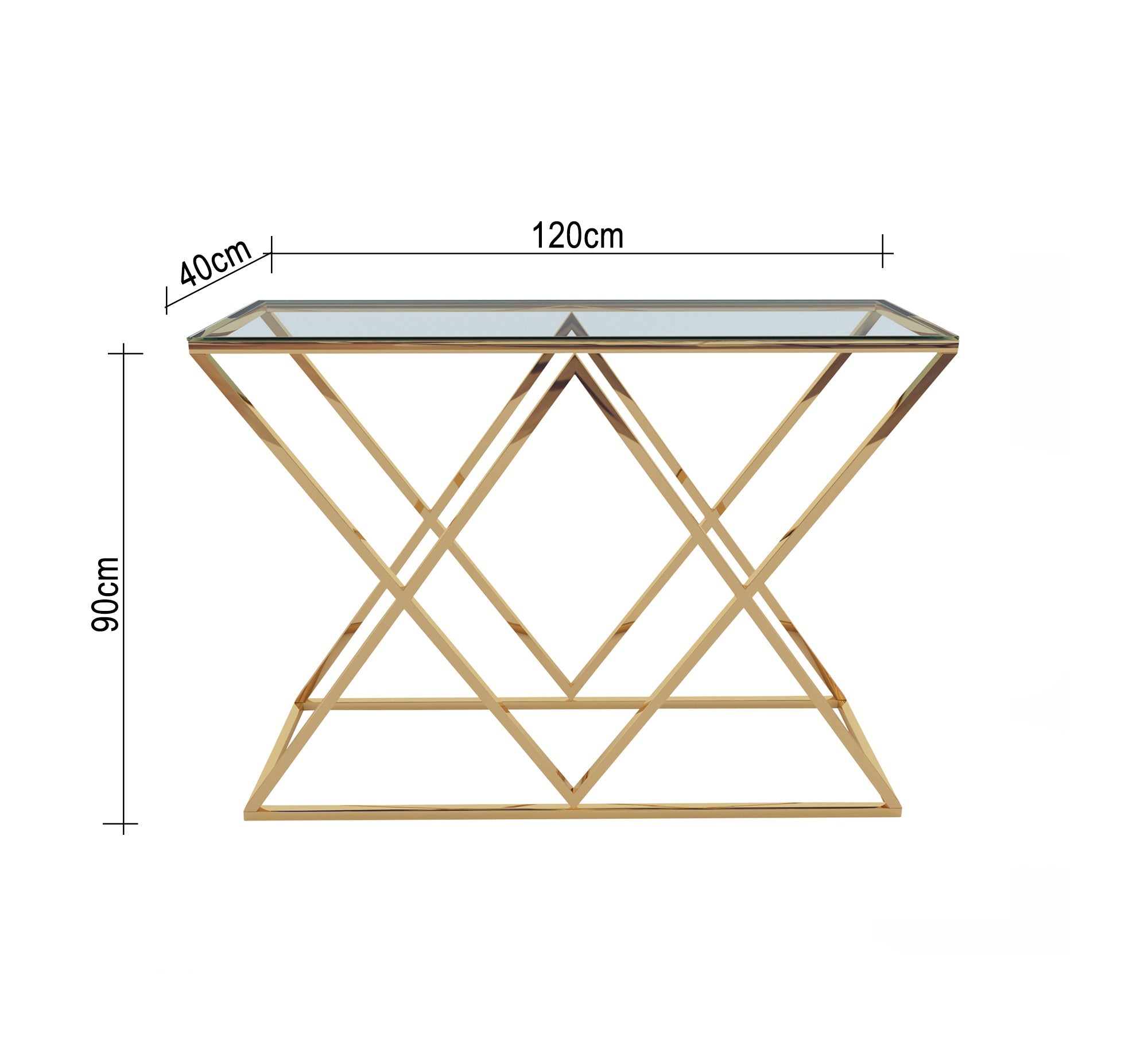 A barbell console shaped like two overlapping triangles - Vitrine Furniture - Console