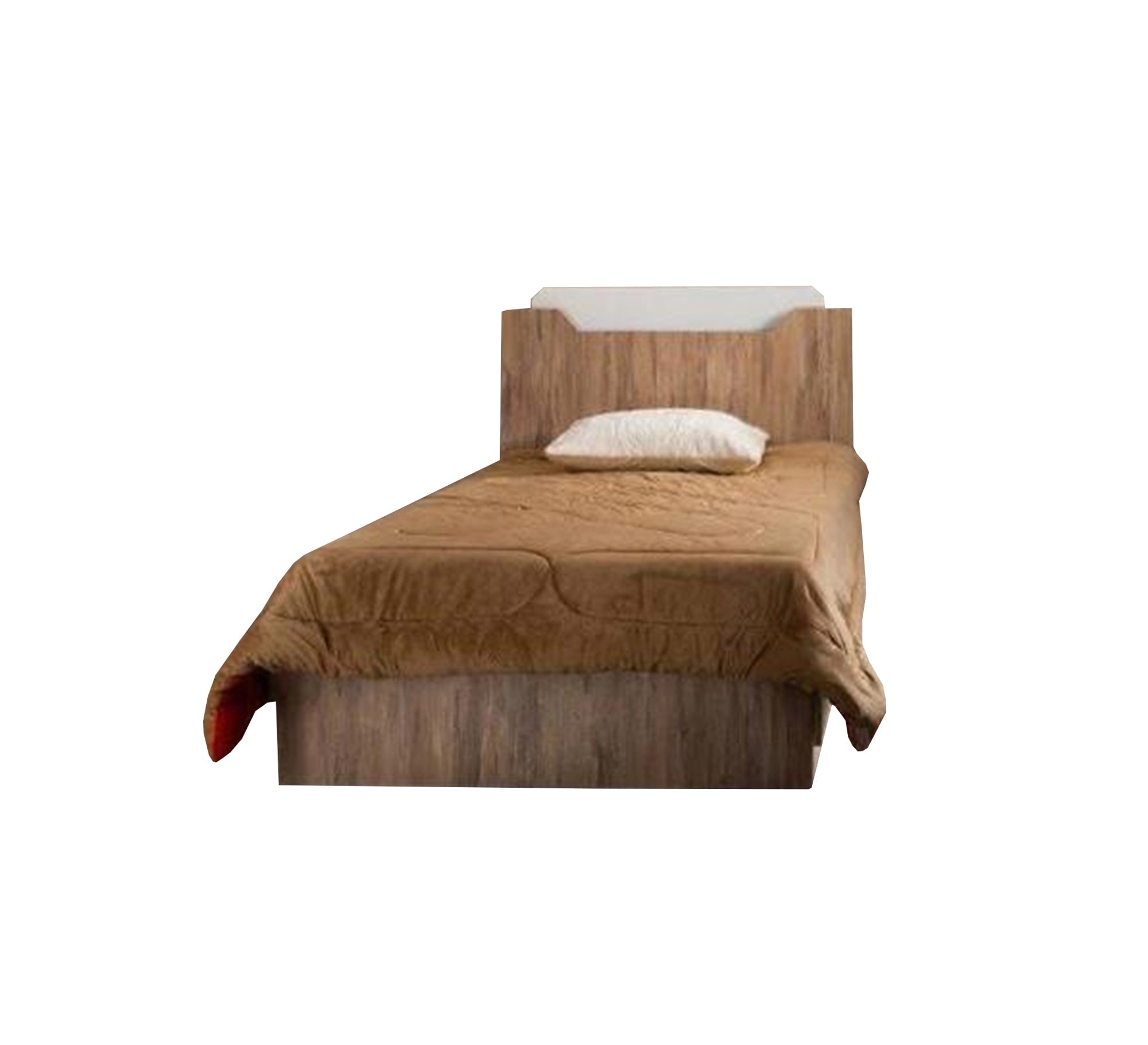 A bed with an elegant wooden headboard - Vitrine Furniture - Furniture