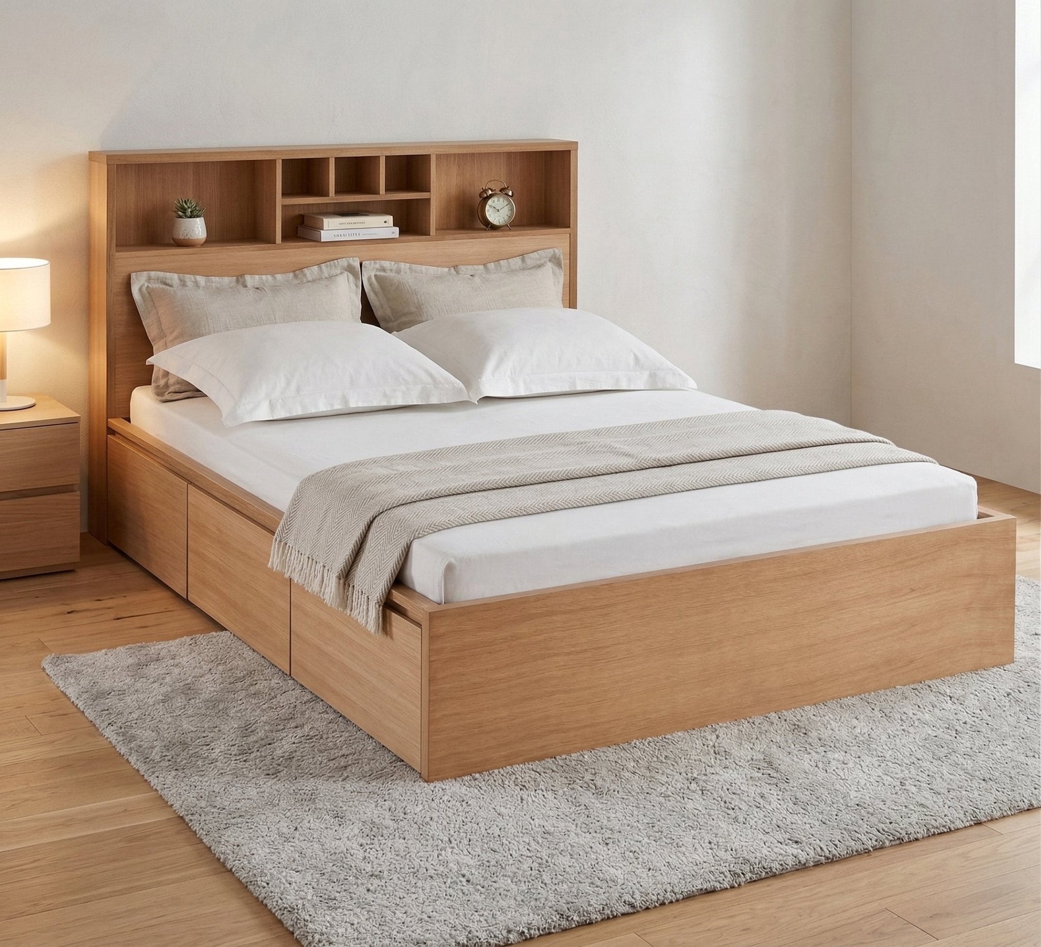 A Bed with backrest, desk and drawer - Vitrine Furniture - Beds
