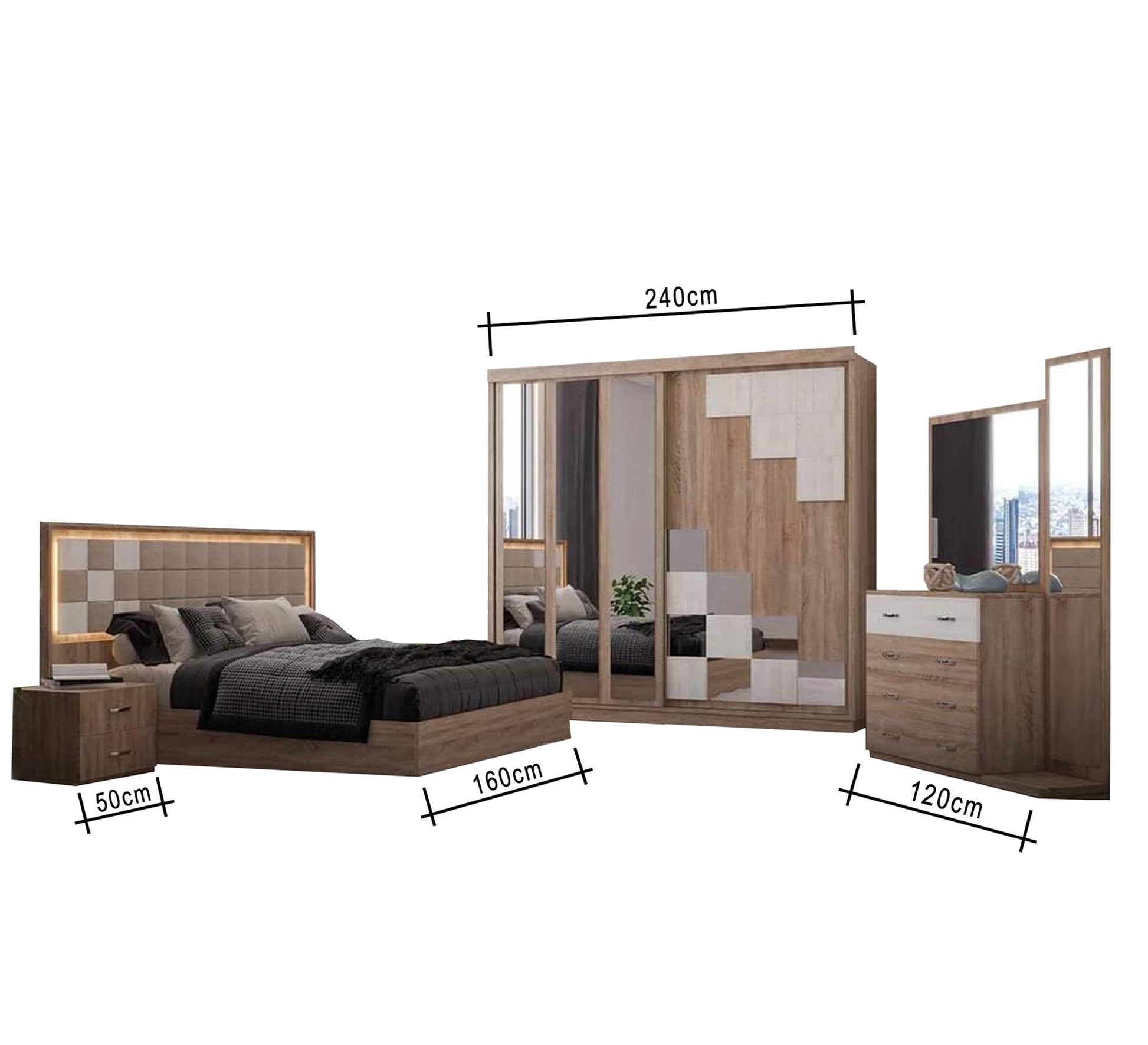 A bedroom with a sliding door - Vitrine Furniture - Bed Sets
