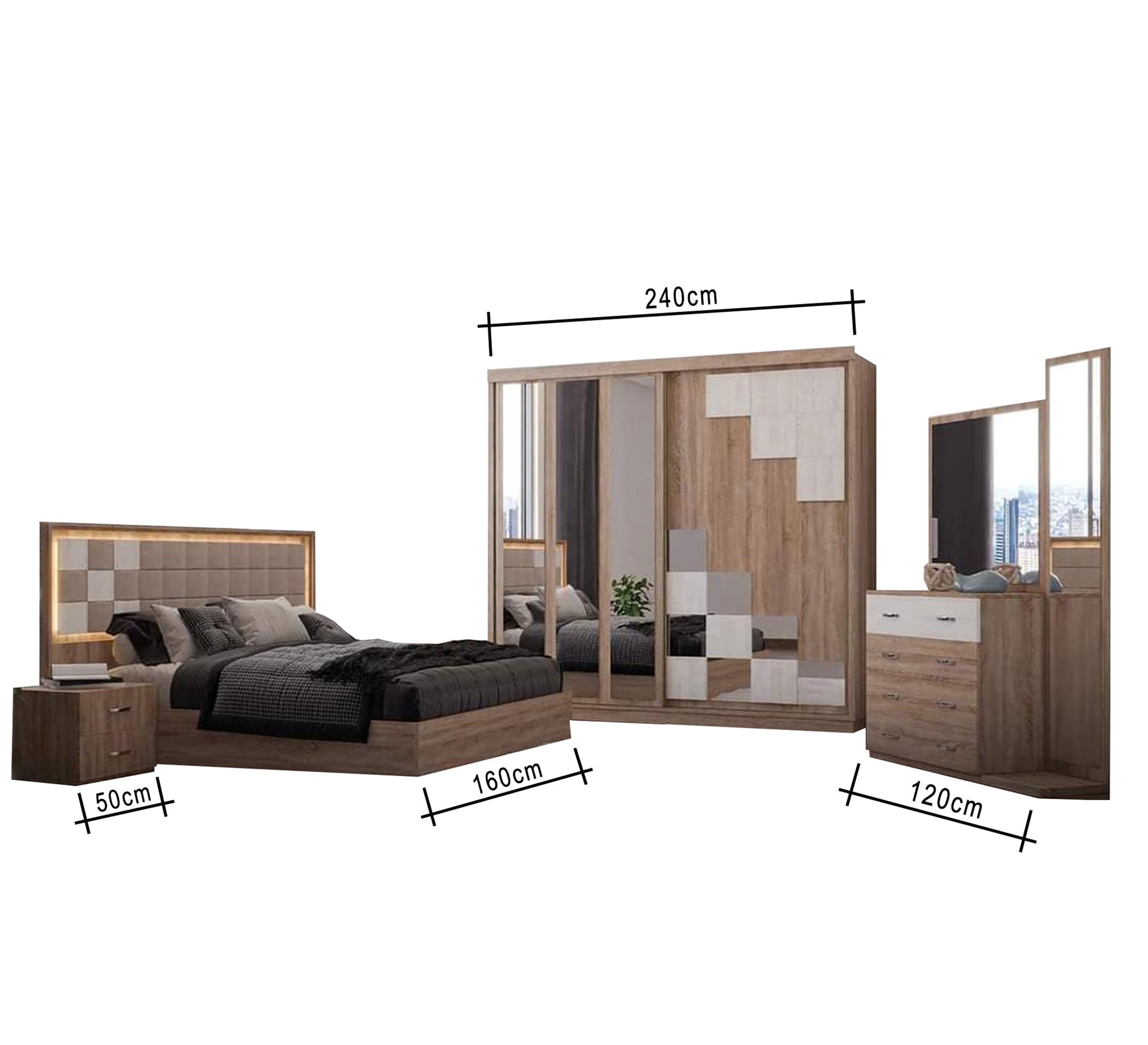 A bedroom with a sliding door - Vitrine Furniture - Bed Sets