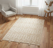 A beige rug with a light brown hexagonal pattern - Vitrine Furniture - Accessories