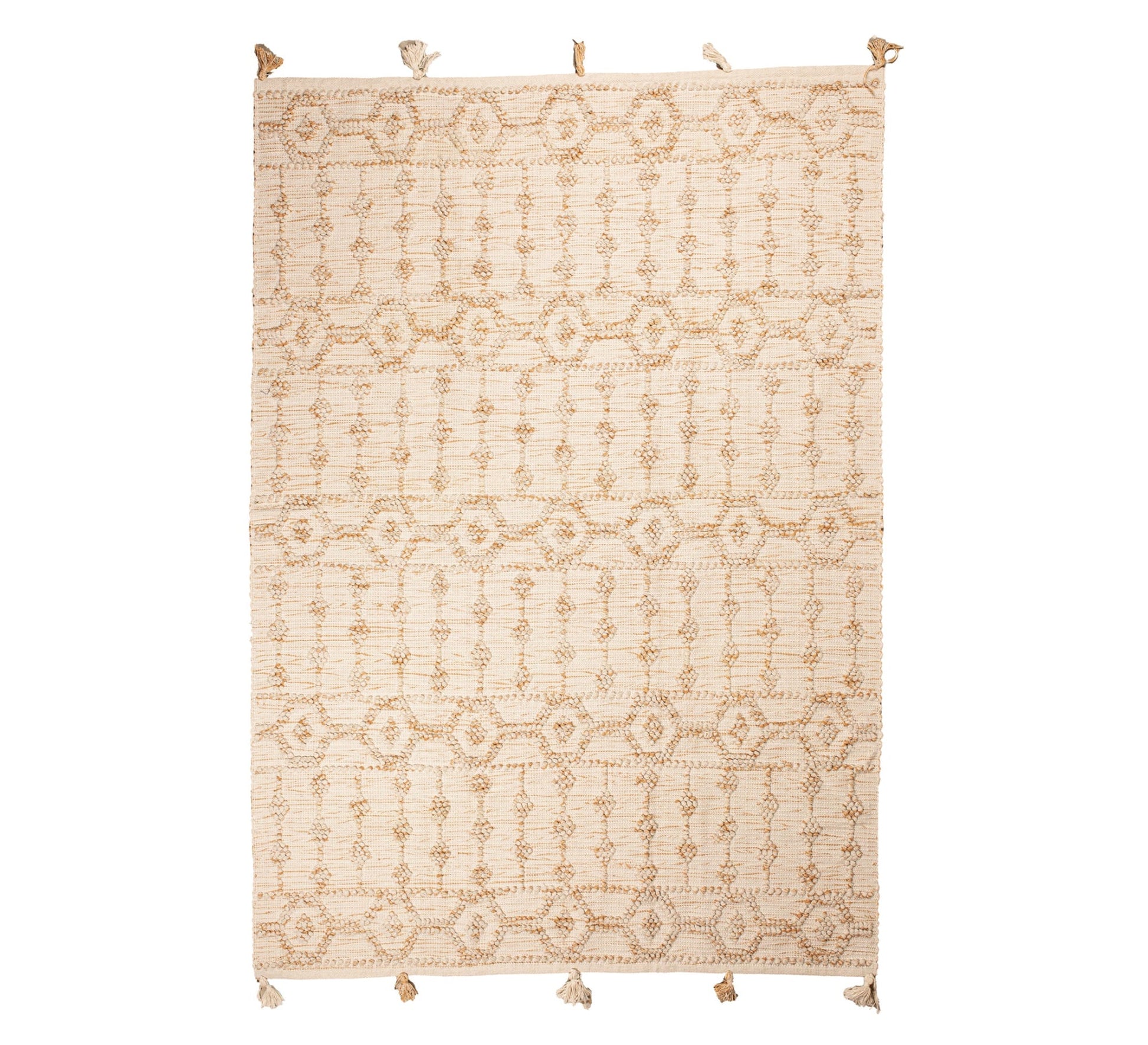 A beige rug with a light brown hexagonal pattern - Vitrine Furniture - Accessories