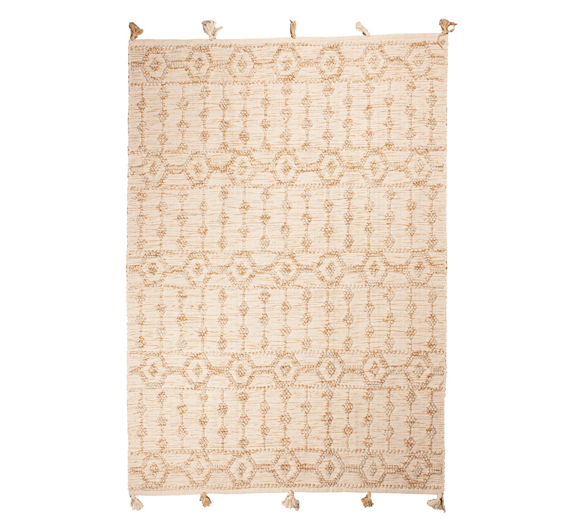 A beige rug with a light brown hexagonal pattern - Vitrine Furniture - Accessories